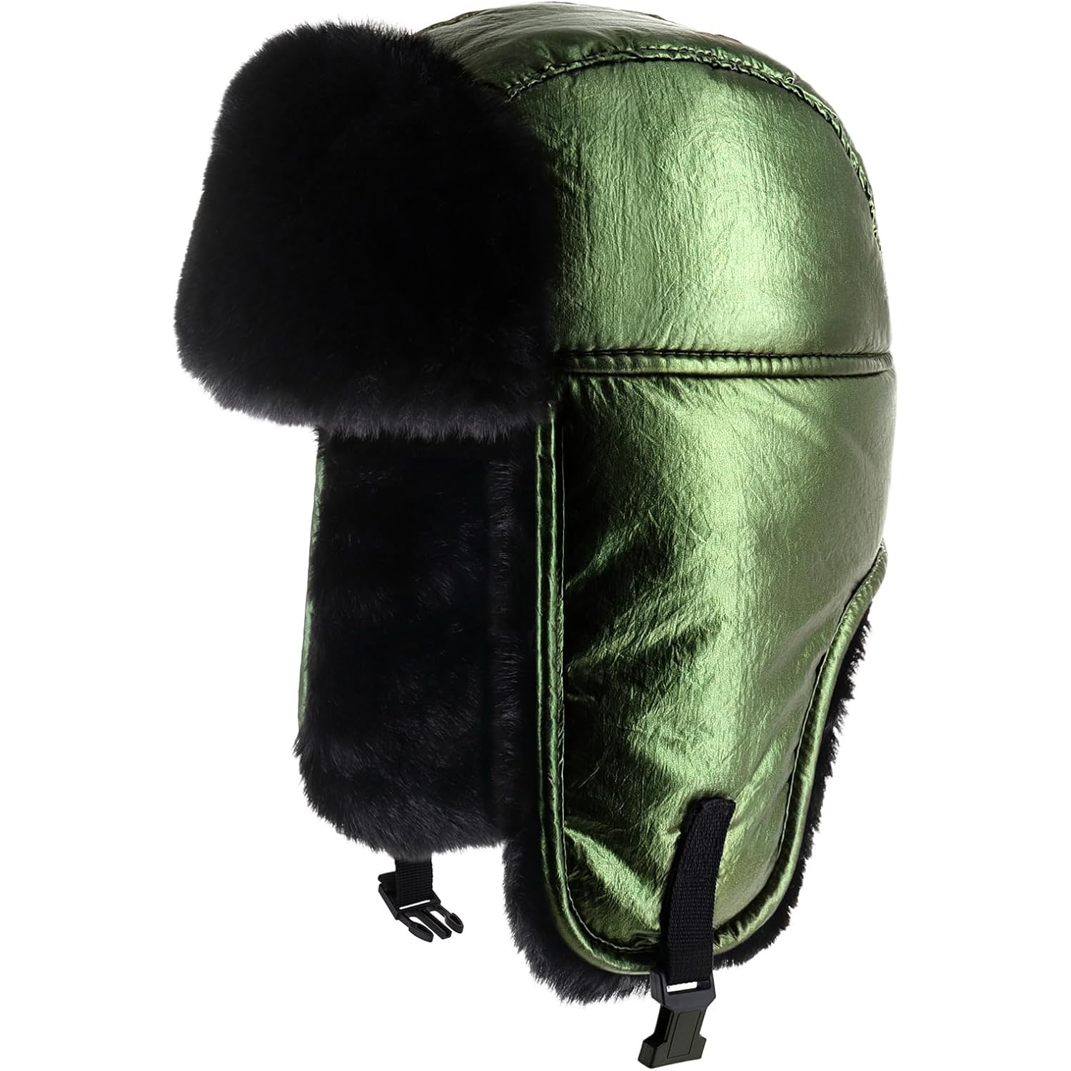 Metallic Color Trapper Hat Warm Winter Aviator Hat Soft Fur Lining - Stylish Cozy Cold Weather Headwear for Men and Women