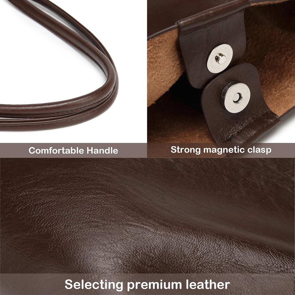 Tote Bag For Women Large Capacity Soft Leather Purse With Interior Pouch Multi-Use For Daily Commute Work Travel