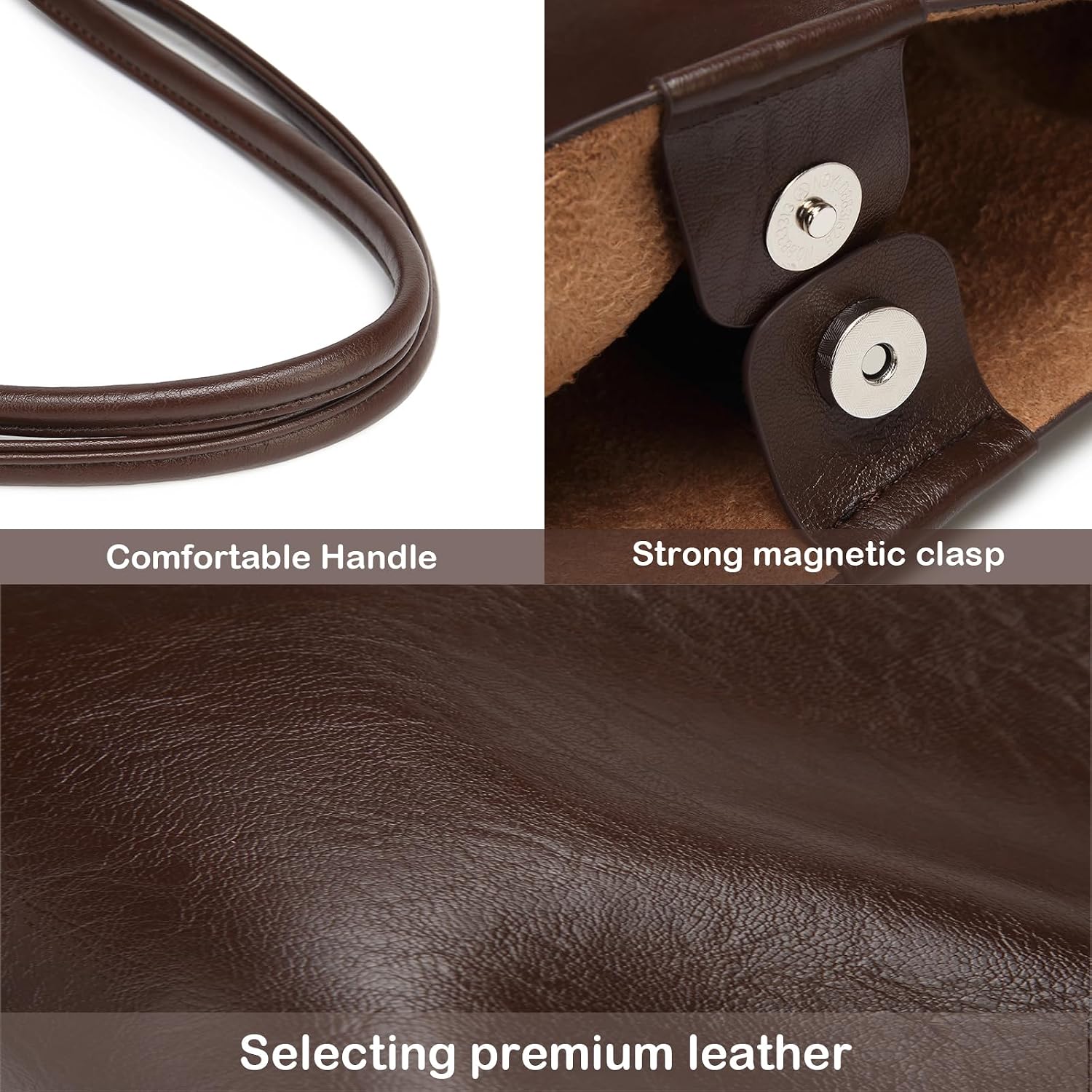 Tote Bag For Women Large Capacity Soft Leather Purse With Interior Pouch Multi-Use For Daily Commute Work Travel