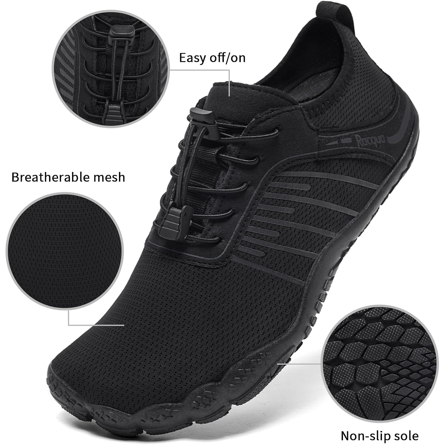 Racqua Water Shoes Men Women Swim Beach Shoes Non-Slip Quick Dry Shoes