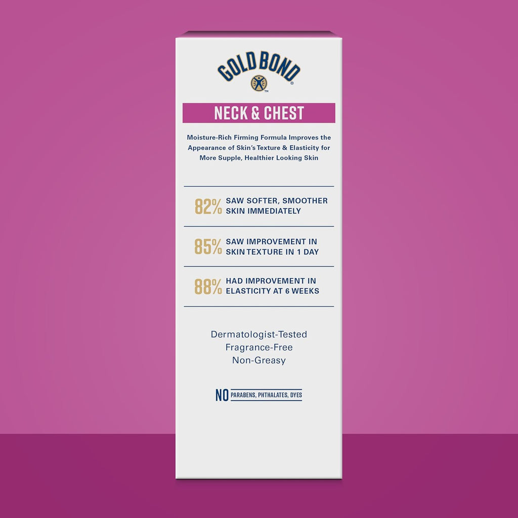 Gold Bond Age Renew Neck & Chest Firming Cream, 2 Oz, Hydrates, Renews, And Visibly Improves Firmness, Texture & Elasticity Of Aging Skin, Non-Greasy, Dermatologist-Tested, Hypoallergenic, Unscented