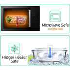 C CREST [10 Pack] Glass Meal Prep Containers, Food Storage Containers with Lids Airtight, Glass Lunch Boxes, Microwave, Oven, Freezer and Dishwasher Safe