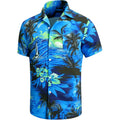 Men'S Hawaiian Shirt Funky Blue Beach Printed Tropical Beach Shirt Casual Button Down Short Sleeve Floral Shirts Tops