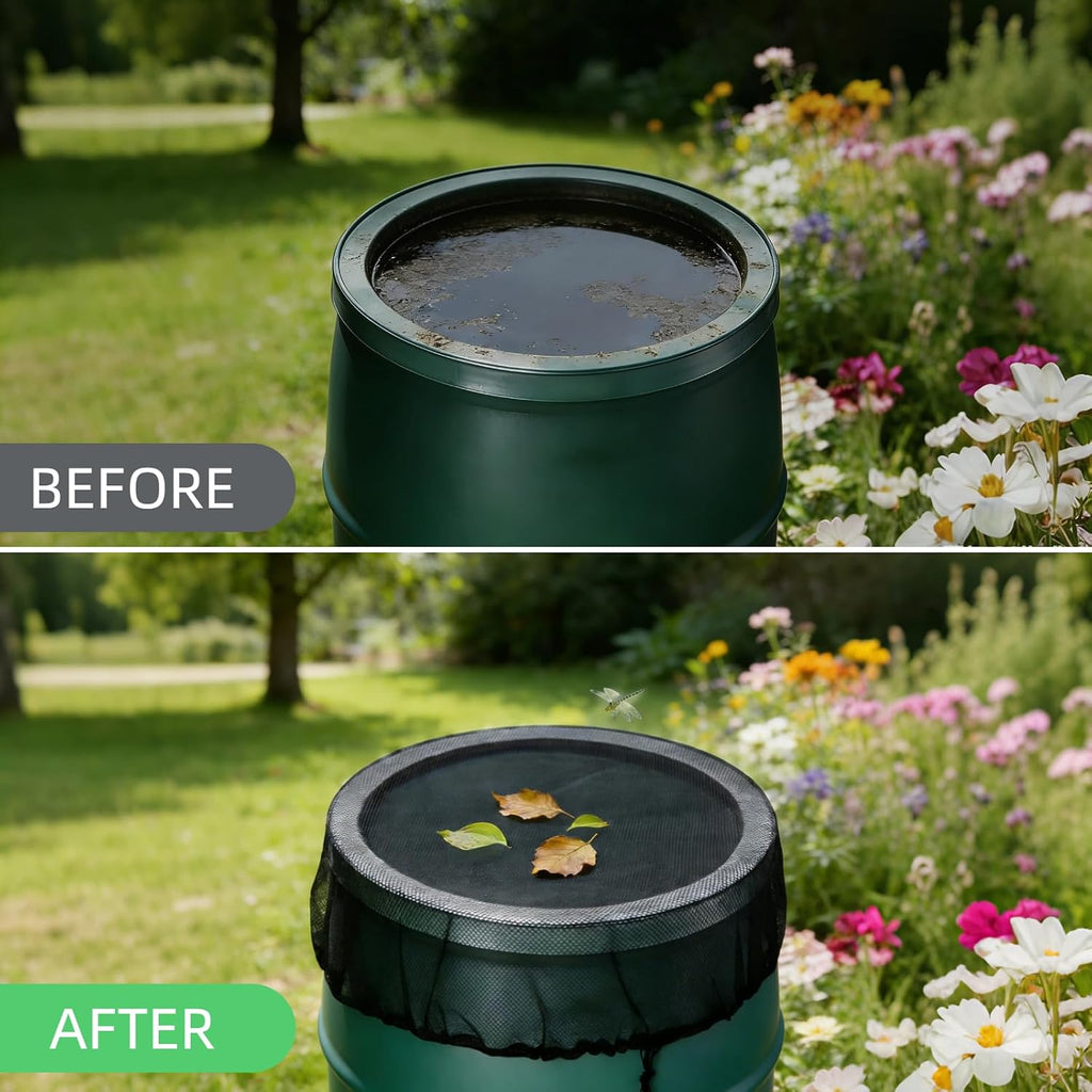 2-Pack Mesh Cover For Rain Barrels, 39 Inch Debris Cover With Drawstring, Outdoor Water Collection Bucket Protector Screen, Prevent Fallen Leaves For Garden, Yard, Eaves Downspouts