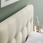 Modway Emily Tufted Button Linen Fabric Upholstered Twin Headboard In Ivory