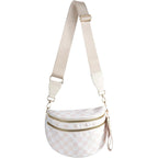 FEIBOON Spacious Checkered Nylon Crossbody Bag Bum Bag Handbags Wallets for Women