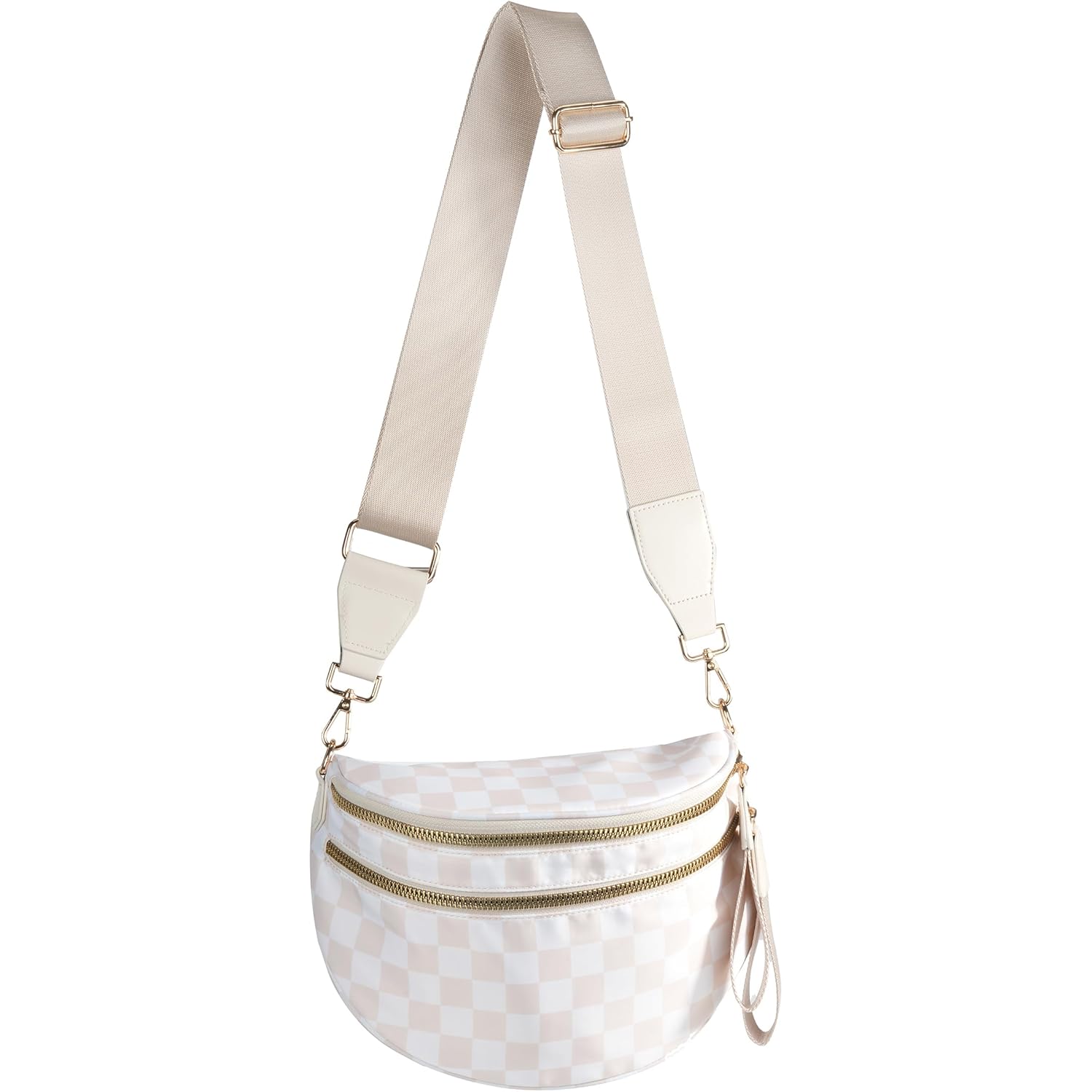 FEIBOON Spacious Checkered Nylon Crossbody Bag Bum Bag Handbags Wallets for Women