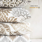 Phantoscope Set of 4 New Living Series Fall Leaf Geometric Coffee Throw Decorative Pillow Cover Cushion Cover 18 x 18 inches 45 x 45 cm