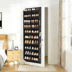 Over The Door Shoe Organizer, Hanging Shoe Rack For Closet Door Shoe Storage For 30 Pairs Sneaker And Boots, Large Shoe Holder For Door With 10 Side Pockets, Space Saving, Black