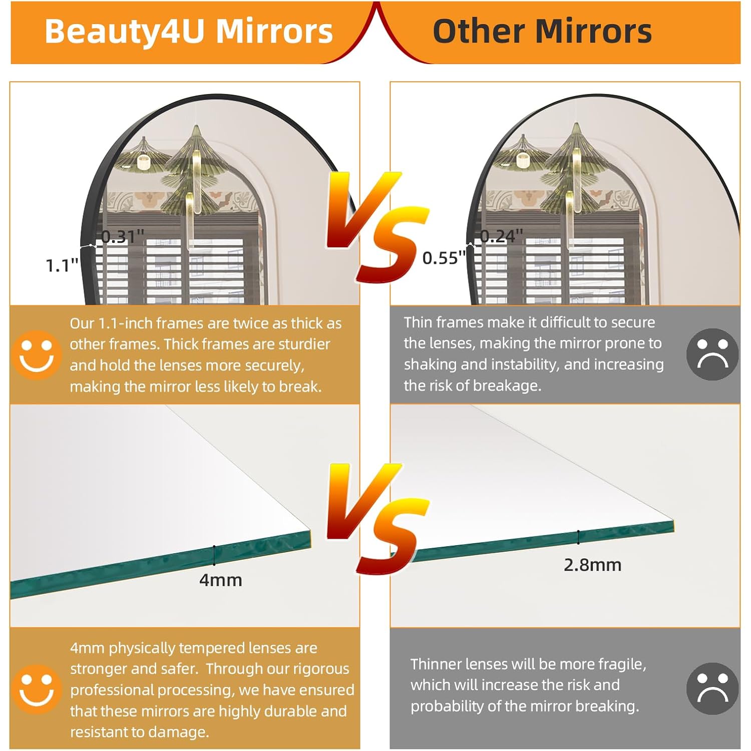 Beauty4U 71" X 32" Arched Full Length Mirror, Hd Tempered Glass Floor Mirror With Black Aluminum Frame, Standing/Leaning/Wall Mounted Mirror For Bedroom, Dressing Room & Living Room