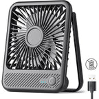 Koonie Usb Desk Fan, Strong Wind Ultra Quiet Small Mini Fan | 180° Tilt Folding & 3 Speeds Adjustable, Usb-C Corded Powered Personal Fan For Office Desktop Bedroom, Black, No Battery