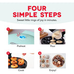 Dash Express Mini Donut Maker - Homemade Dessert Maker - Features Double-Sided, Non-Stick Surface & Space-Saving Design - Makes 7 - Aqua