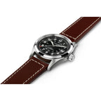 Hamilton Khaki Field Automatic Men'S Watch, 38Mm Stainless Steel Case, Swiss Made, Black Dial Analog Wrist Watch For Men, 100M Waterproof, Sapphire Crystal, 3-Hand Movement, Cow Leather Strap