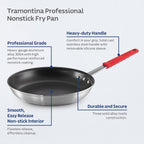 Tramontina Professional 12-Inch Non Stick Large Frying Pan, Heavy-Gauge Aluminum Skillet with Reinforced Nonstick Coating, Red Handle, Dishwasher and Oven Safe