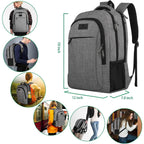 Matein Travel Laptop Backpack, 15.6 Inch College School Computer Bag, Grey | Slim Sturdy Business Daypack, Anti Theft Bookbag, Water Resistant, Gift For Men & Women, Personal Item Bag, Mochilas