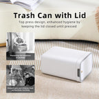 2 Pack Bathroom Trash Can With Lid, 3.6Gal + 2.5Gal Small Garbage Can Set With Pop-Up Lid, Slim Trash Bin Waste Basket For Toilet, Office, Bedroom, Living Room (White)