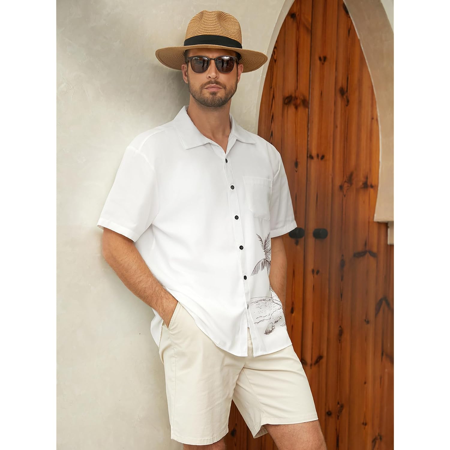 Hardaddy Men'S Hawaiian Shirt Short Sleeves Coconut Printed Button Down Summer Beach Casual Shirts