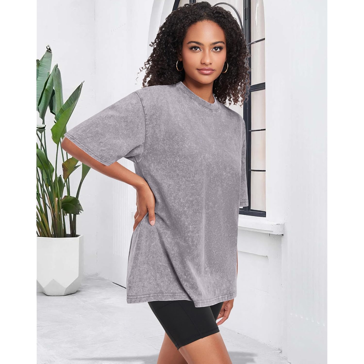 Oversized Tshirts for Women Short Sleeve Crew Neck Vintage Washed Basic Loose Casual Tees 2026