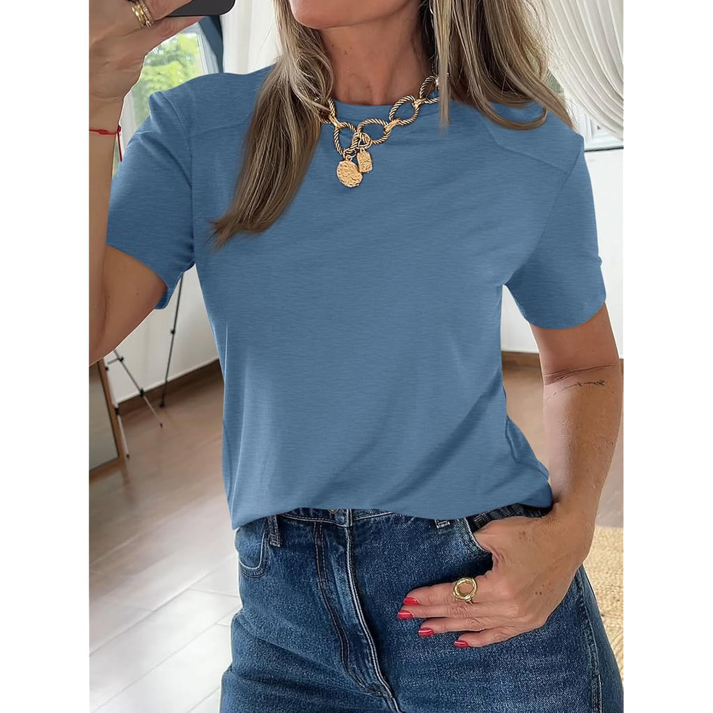 Cicy Bell Womens Summer Short Sleeve T-Shirts Trendy Casual Crew Neck Tops Loose Fit Basic Tees