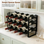 Wine Rack For Countertop – Stackable Freestanding Bottle Organizer For Kitchen, Pantry, Bar Cabinet & Small Spaces – Compact Metal Shelf & Modular Storage Stand (3-Tier)