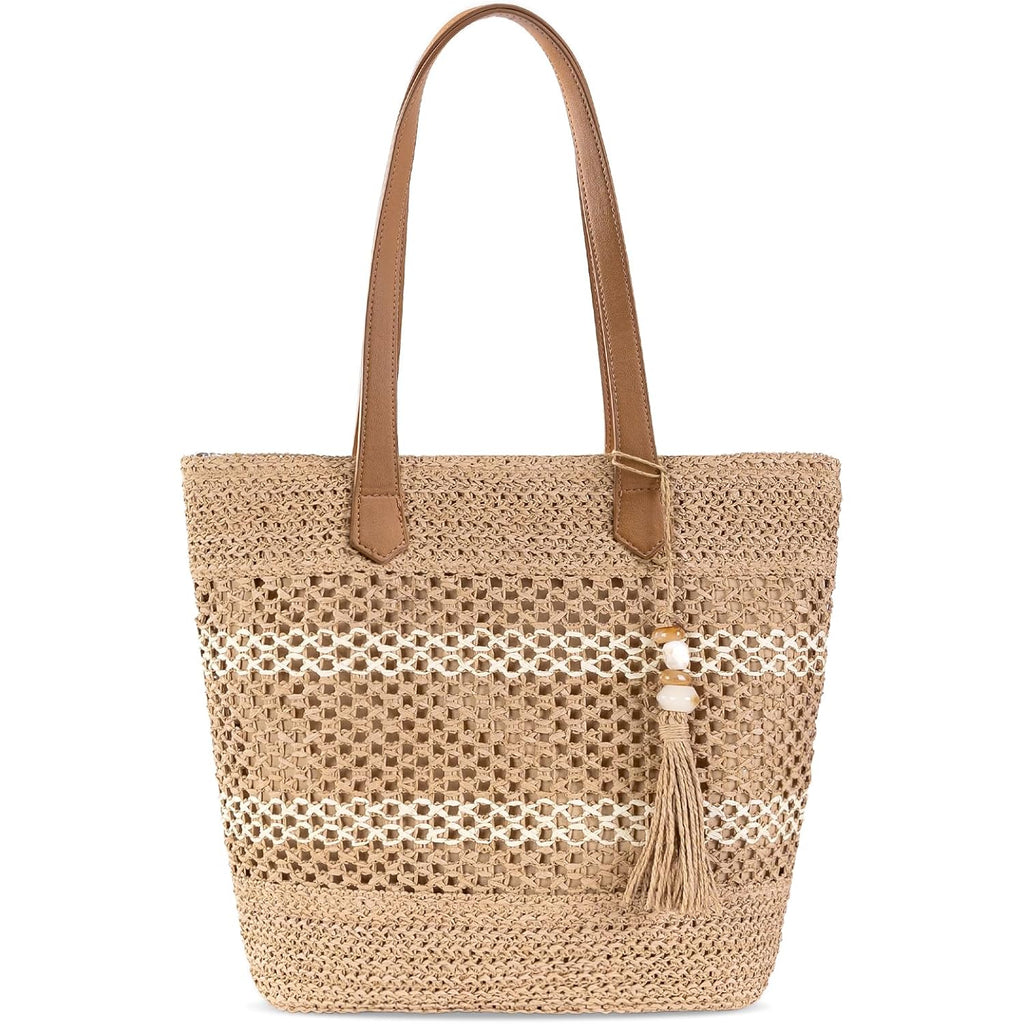 Straw Beach Tote Bag Women - 2026 Handwoven Summer Purse Handbag With Zipper Perfect For Vacation Travel Pool | Large Roomy