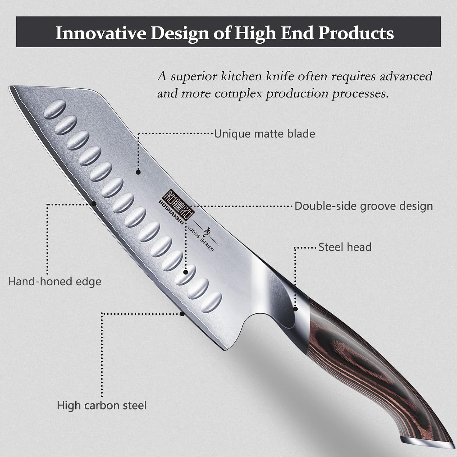Hoshanho 7 Inch Japanese Chef Knife, Ultra Sharp High Carbon Stainless Steel Kitchen Knife, Professional Santoku Knives With Ergonomic Pakkawood Handle