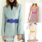 WHIPPY Women Wide Elastic Belt Ladies Stretch Dress Belt Fashion Waistband with 8-shaped Interlock Leather Buckle
