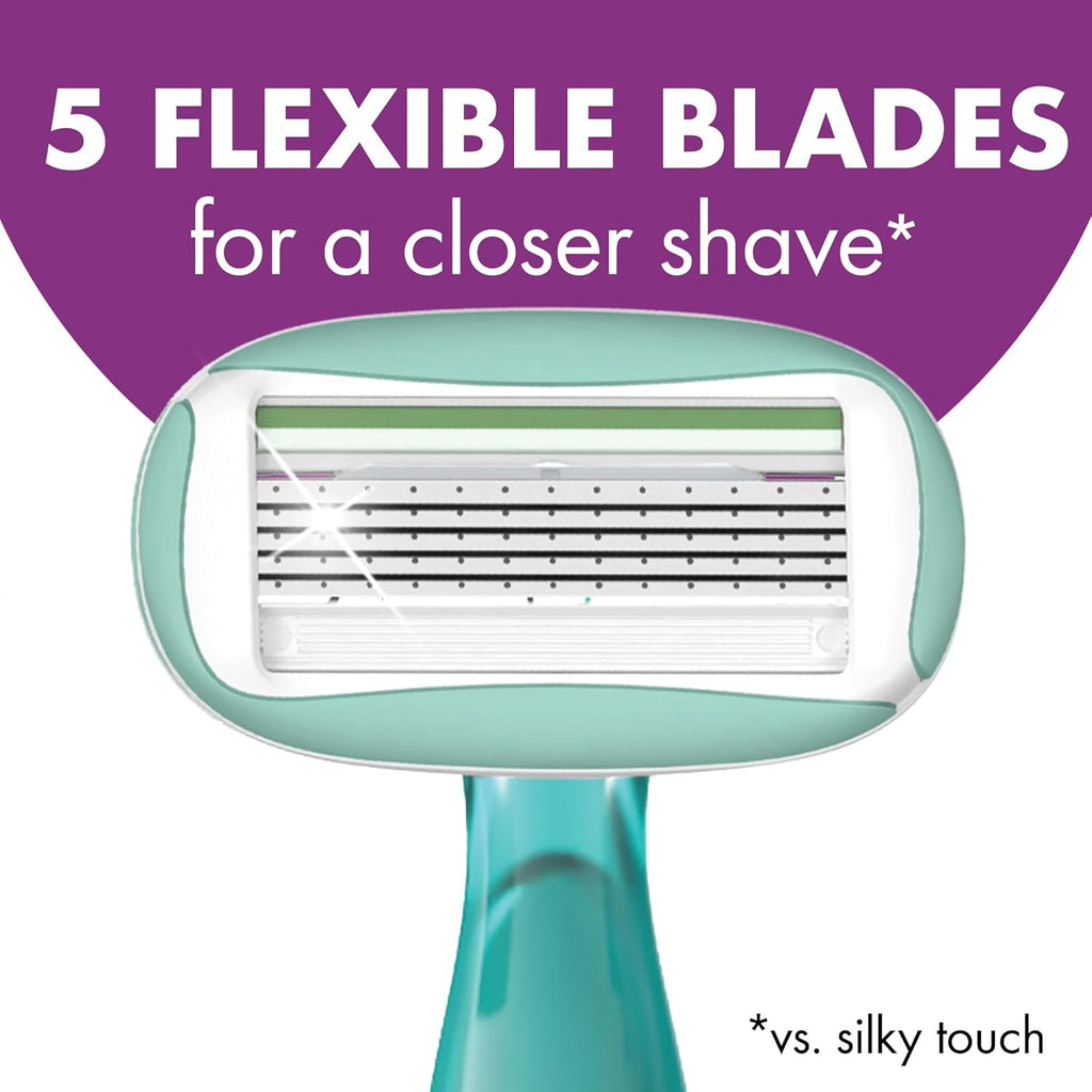 BIC Soleil 5 Sensitive Women's Disposable Razors With 360 Degree Moisture Strips For Enhanced Glide, Shaving Razors With 5 Blades, 2 Count