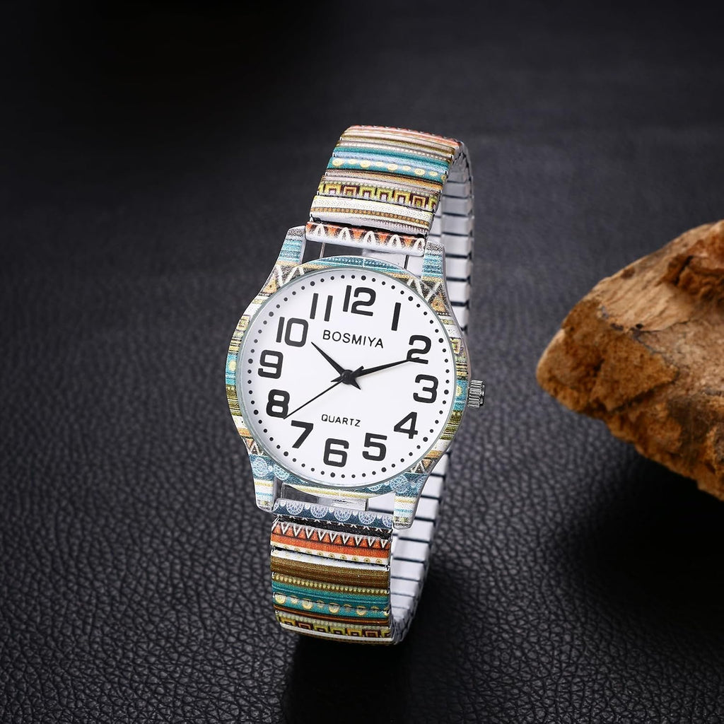 Oidea Women'S Stretch Band Quartz Watch Large Face Easy Reader Dial