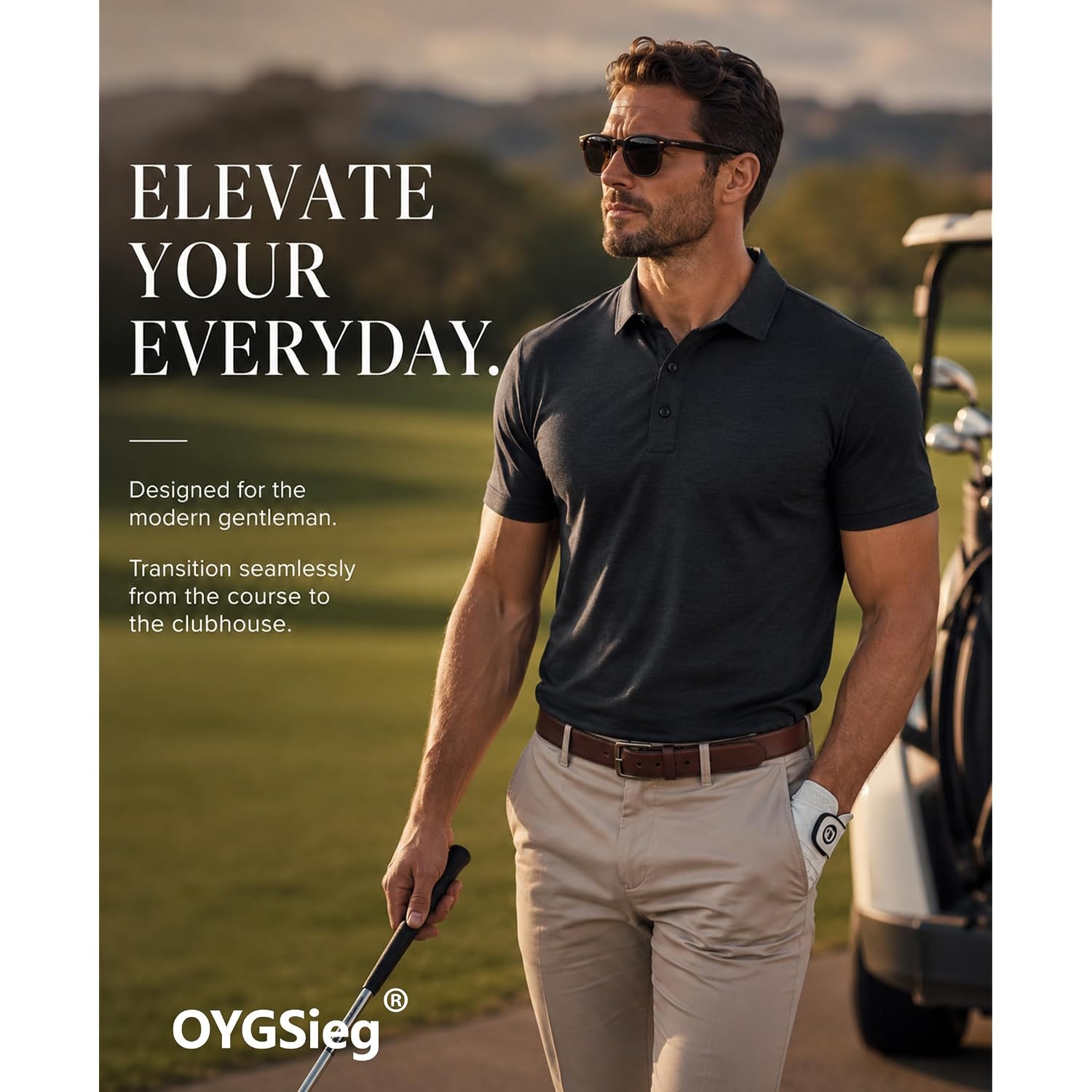 Oygsieg 6 Pack Mens Polo Shirts Performance Short Sleeve Golf Shirt Moisture Wicking Athletic Casual Collared T-Shirt