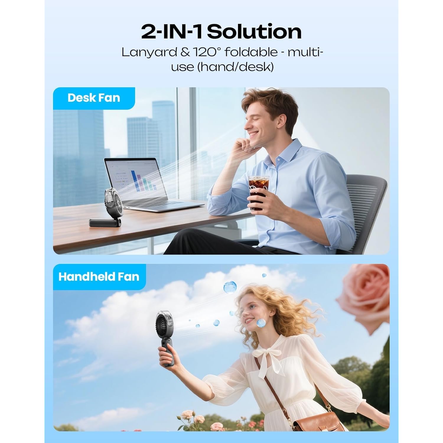 Otlonpe Handheld Misting Fan Portable, Powerful High Speed, Small Personal Rechargeable Cooling Mister Fan Water Spray Mist, 4000Mah Battery Operated For Travel Indoor Outdoor Hand Desk (Black)