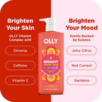 Olly Bright Body Wash With Ginseng, Caffeine & Vitamin C– Nourishing Cleanser For Skin Barrier Repair, Deep Hydration, Citrus Currant Scent, 17 Oz