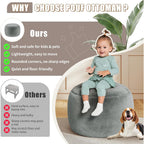 Round Stuffed Pouf Ottoman Foot Rest, Faux Fur Poufs With Memory Foam Filling, Ottomans For Living Room, Nursery, Dorm, Soft Foot Stool Ottoman For Couch, Perfect For Resting Your Feet (Grey, 20 Inch)