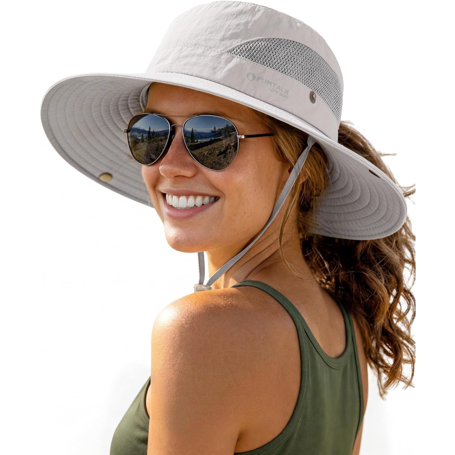 FURTALK Womens Sun Hat with Ponytail Hole Beach Hiking Summer Wide Brim UPF 80+ Outdoor Protection Foldable Bucket Hat