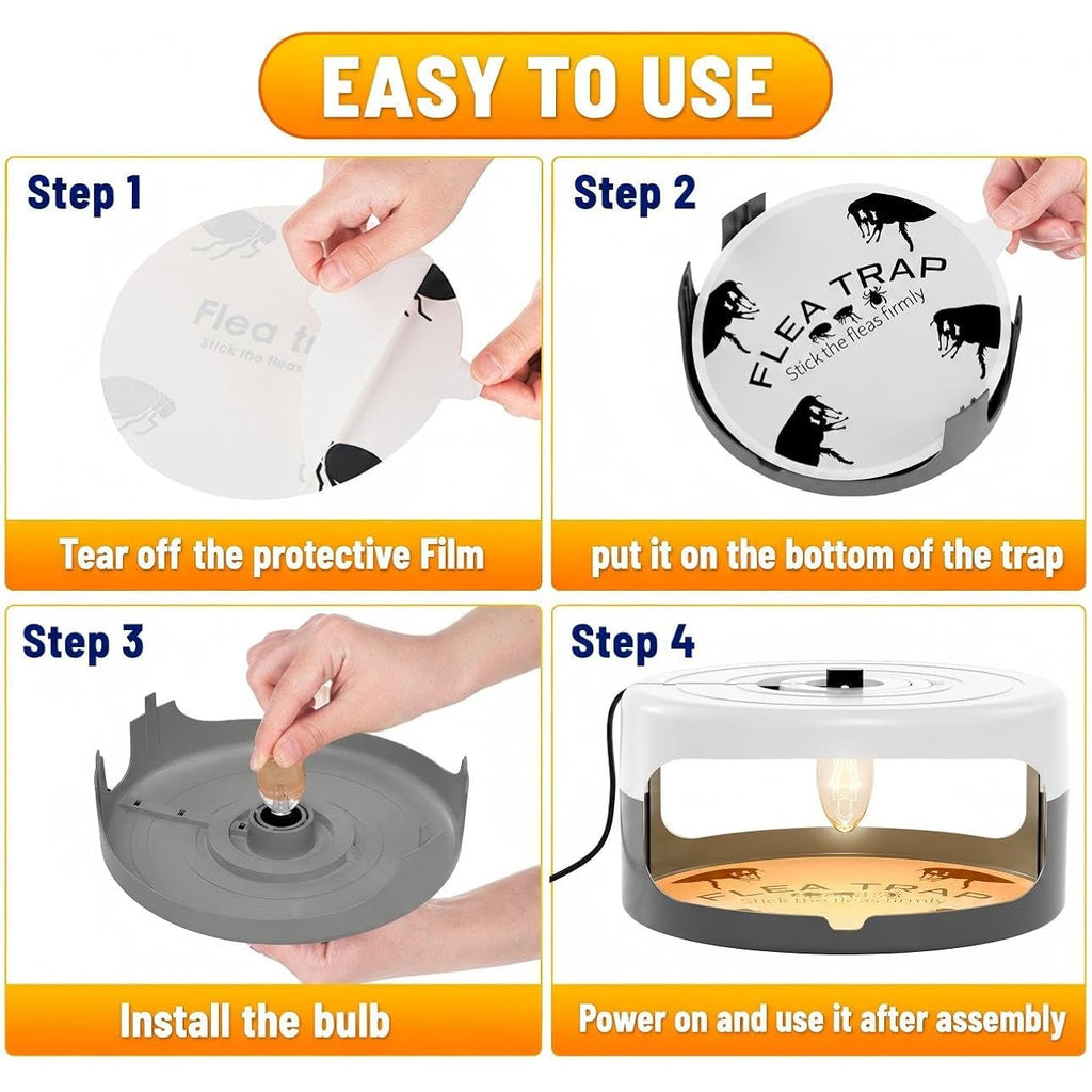 2 Pack Flea Traps For Inside Your Home, Indoor Flea Traps With 8 Sticky Pads, Flea Monitoring Trap For Home, Sticky Insect Catcher For Fleas, Moths & Gnats