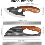 2 Pcs Meat Cleaver Knife Set, Effort Saving Meat Cleaver For Cutting Meat Vegetable, Sharp Carbon Steel Cooking Viking Knife With Leather Sheath For Kitchen, Camping, Outdoor Cooking, Bbq Gift