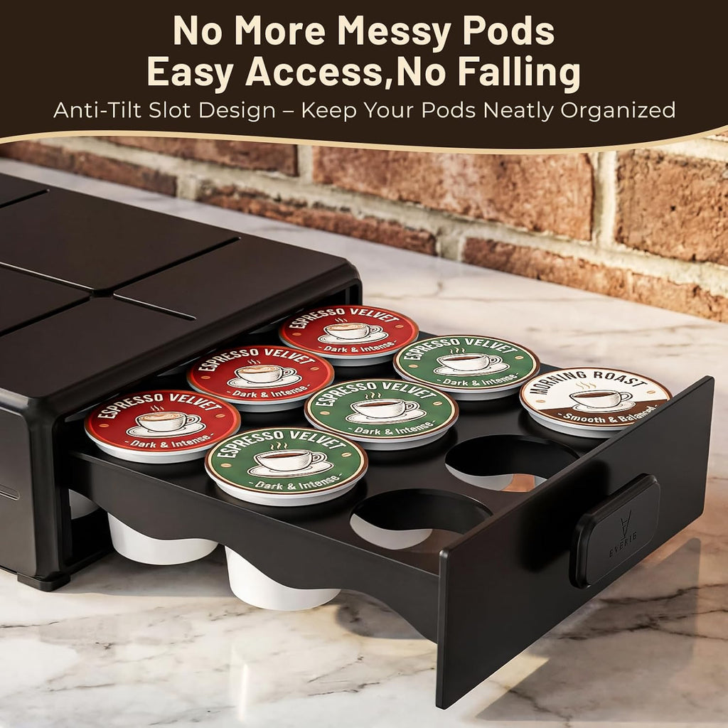 Everie Coffee Pod Organizer Drawer For Keurig K-Cup Pods, Holds 18 Pods - Compact, Easy-Access Design With Smooth Glide, Ideal For Small Spaces And Coffee Machines