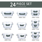 M MCIRCO 24-Piece Glass Food Storage Containers with Upgraded Snap Locking Lids,Glass Meal Prep Containers Set - Airtight Lunch Containers, Microwave, Oven, Freezer and Dishwasher