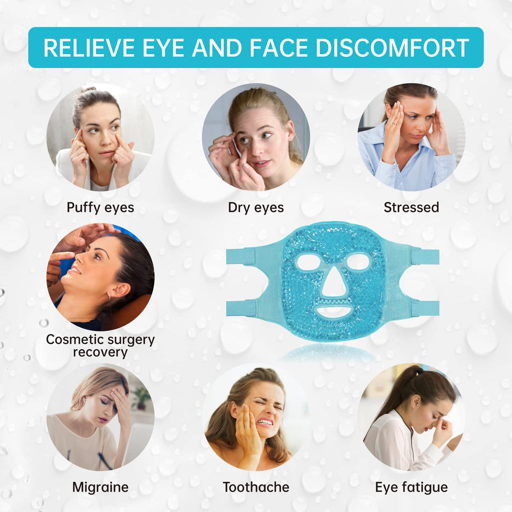 Cold Face Eye Mask Ice Pack Reduce Facial Puff, Dark Circles, Hot Cold Compress Pack, Face Spa Gift For Woman Sleeping, Pressure, Headaches, Skin Care, Post Laser Cosmetic Care, Reversible