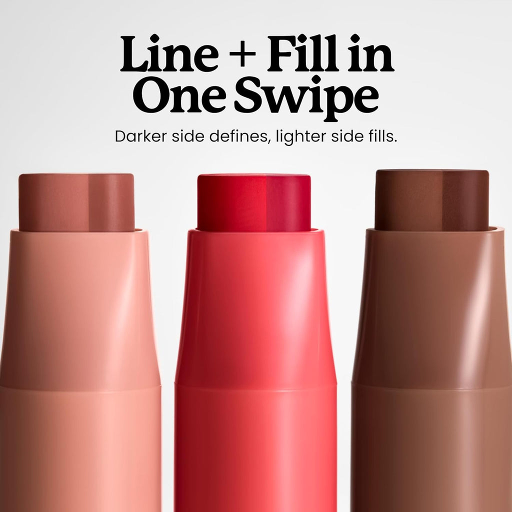 Sacheu DoubleDown Lip Definer — 2-in-1 Lip Liner & Balm — Long-Lasting Korean Make Up Lipstick with Satin Finish, Avocado Oil & Vitamin E (Keep it Pink)