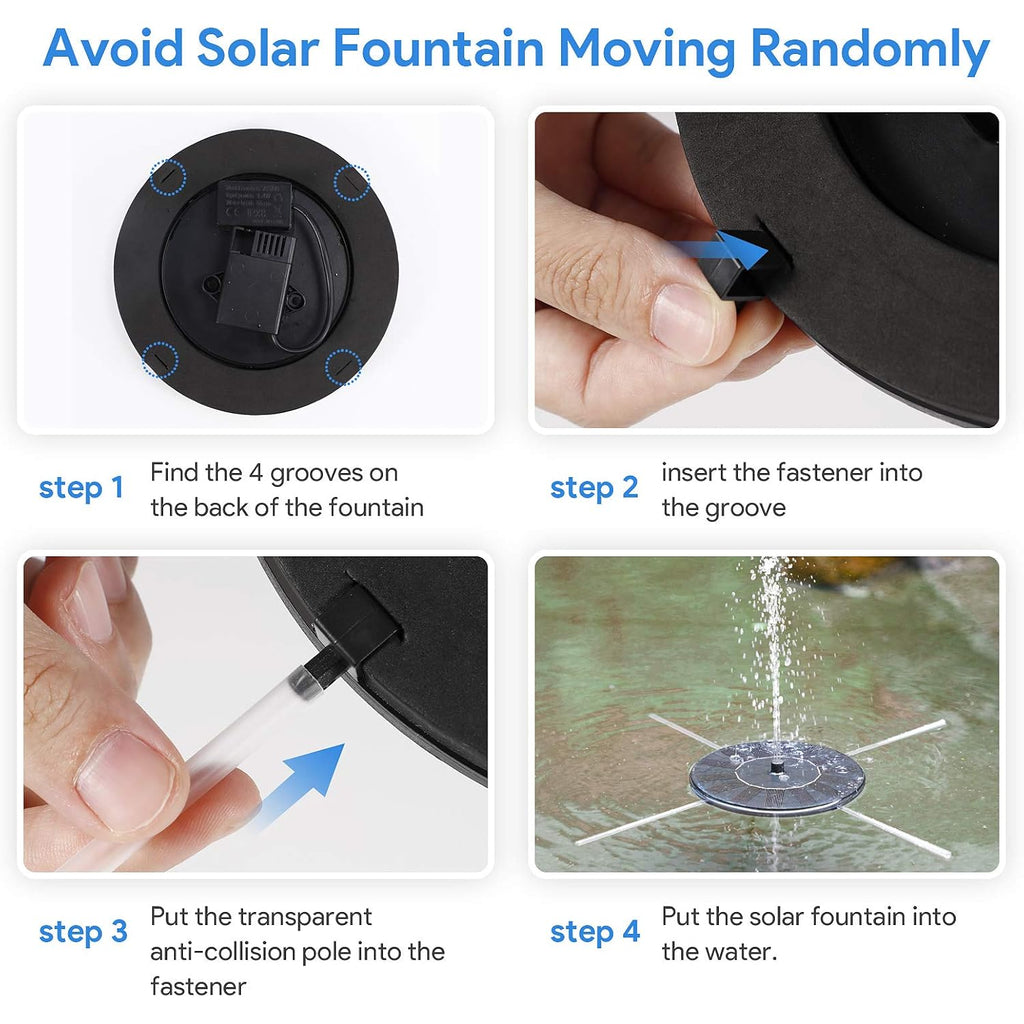 Solar Fountain Water Pump For Bird Bath, Floating Solar Powered Water Fountain Pump For Bird Bath, Garden, Pond, Pool, Outdoor (1.4W)