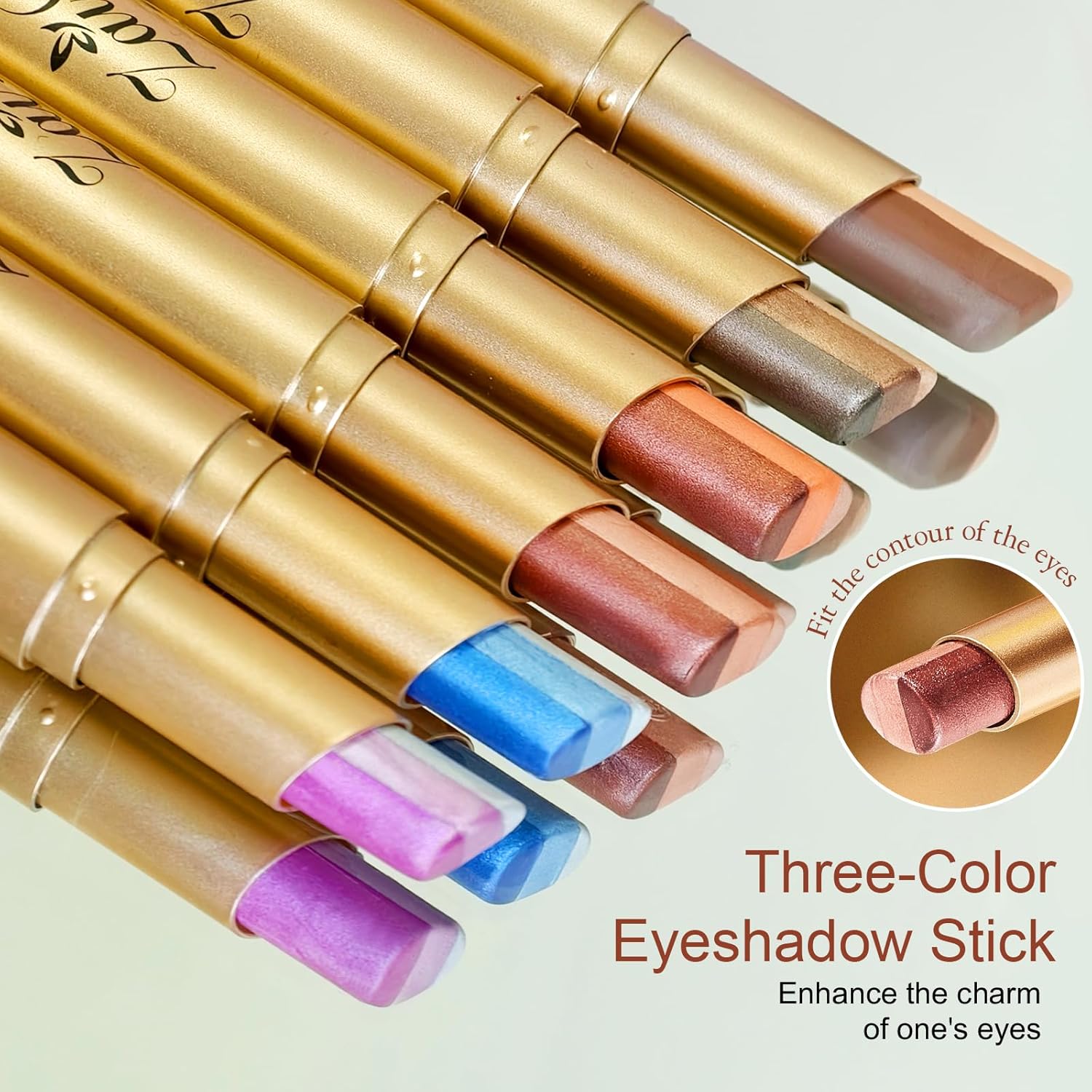 3 Color Eyeshadow Stick in Set of 6, Long Lasting & Waterproof Creamy Eye Shadow, with Vitamin E Makeup for Day & Night Look, 1.13 Oz