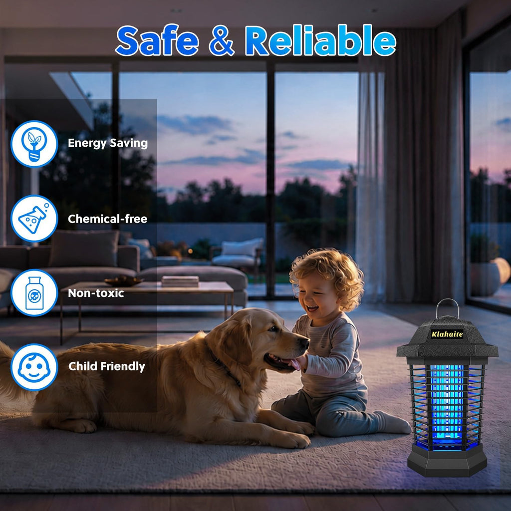 Bug Zapper Outdoor, Electric Mosquito Zapper, Fly Zapper Indoor Fly Traps, Mosquito Repellent Outdoor Patio & Backyard Covers 1/2 Acre, 4200V 3 Prong Plug, Abs Fireproof Plastic Outer