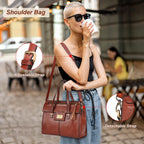 Italian Full Grain Leather Purses For Women With Stylish Fringe | Eco-Friendly Leather,Flap Turn Lock Design,Leather Tassel,Fits 9.7 Inch Ipad,Detachable Shoulder Strap