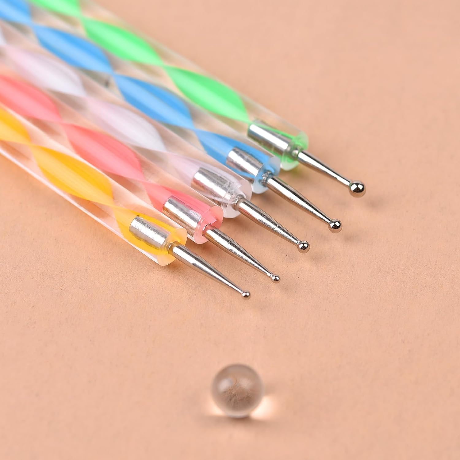5Pcs Double-ended Nail Art Dotting Pens 10 Different Diameter Ball End Dots Painting Pen Tool 2 Way Nail Art Design Tools for Nail Decorations Art Stippling Engraving Drawing
