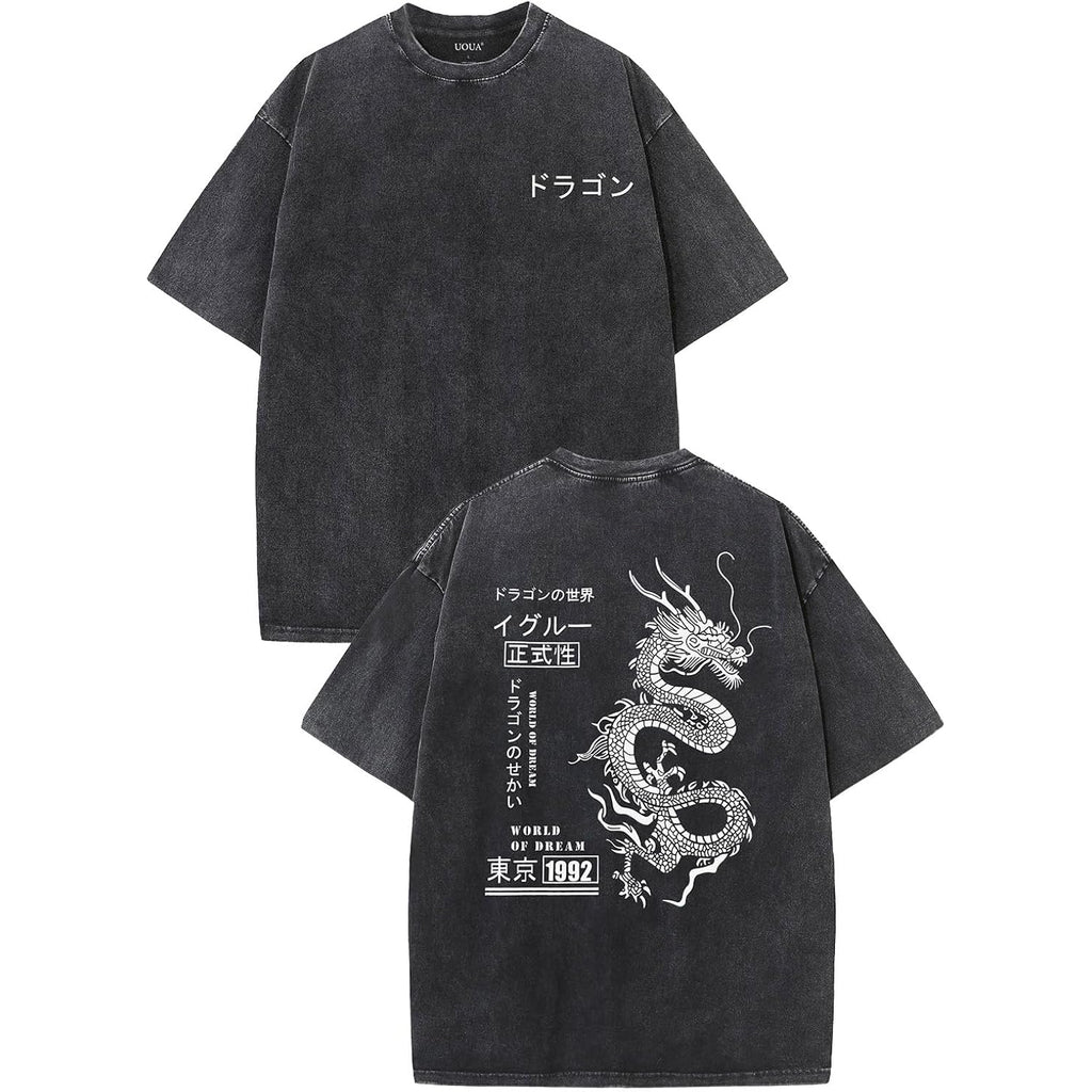 Uoua Mens Graphic Tees Vintage Oversized T-Shirts Casual Acid Wash Cotton Streetwear (S-2Xl)