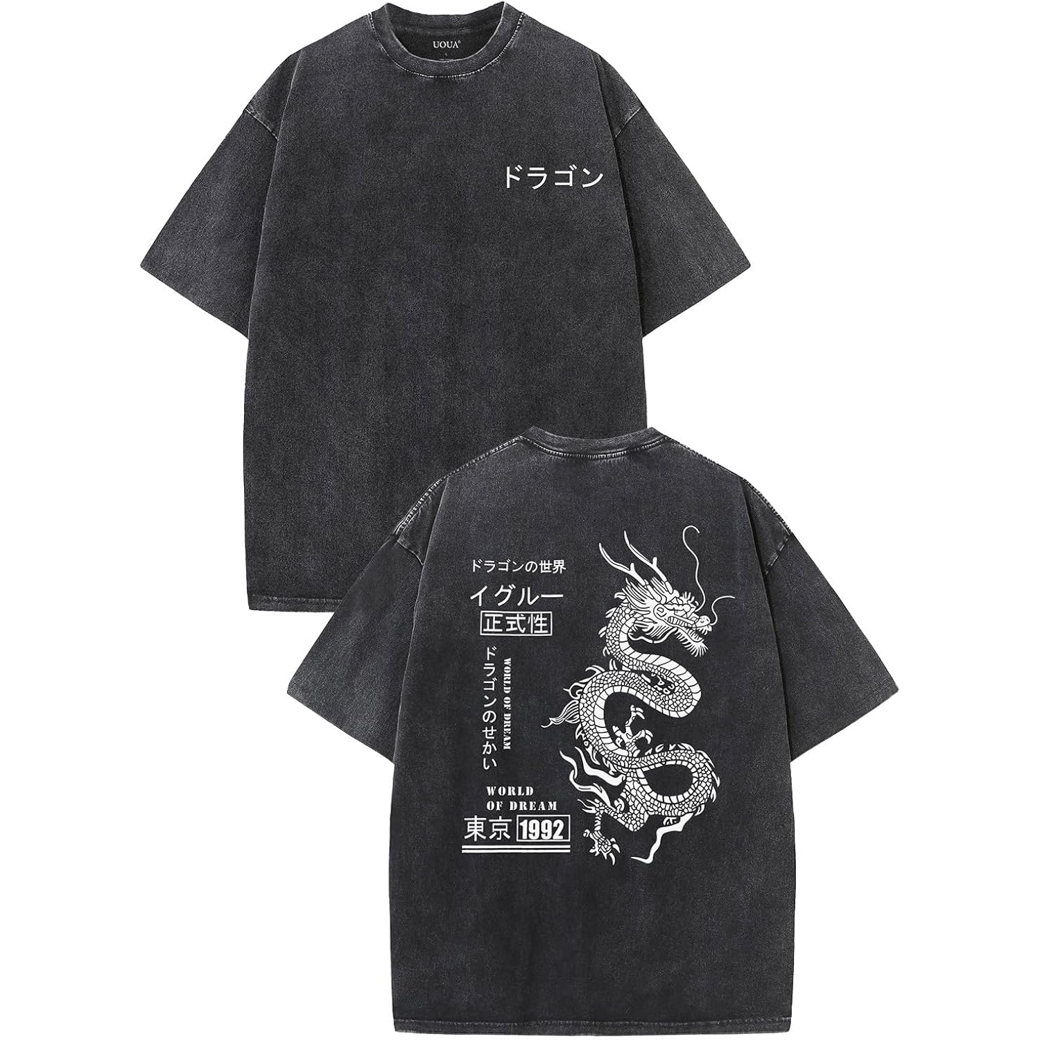 Uoua Mens Graphic Tees Vintage Oversized T-Shirts Casual Acid Wash Cotton Streetwear (S-2Xl)