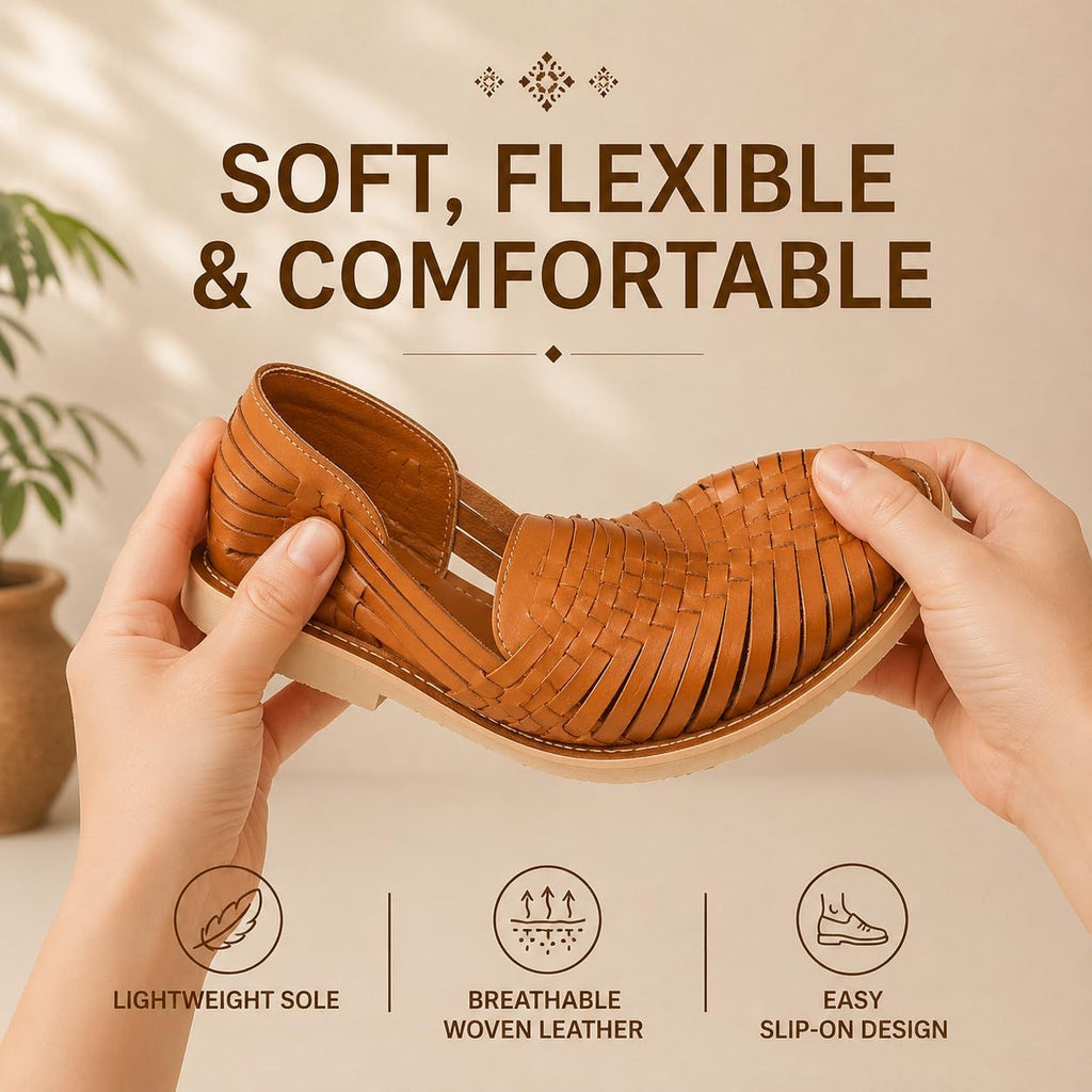 Huaraches For Women | Handmade Mexican Woven Leather Sandals | Closed Toe Slip-On Womens Flats With Cushioned Insole | Genuine Leather, Artisan Crafted