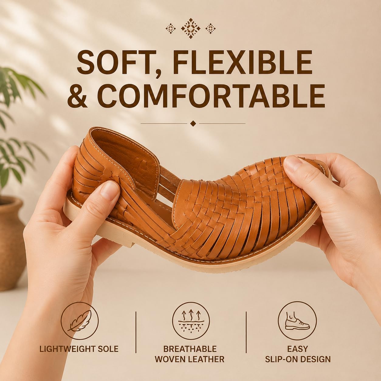 Huaraches For Women | Handmade Mexican Woven Leather Sandals | Closed Toe Slip-On Womens Flats With Cushioned Insole | Genuine Leather, Artisan Crafted