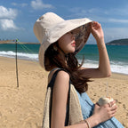 HUAMULAN Women Wide Brim Summer Sun Hat Wired Edge Beach Bucket Fishing Hats Reversible Foldable Travel UV Protection
